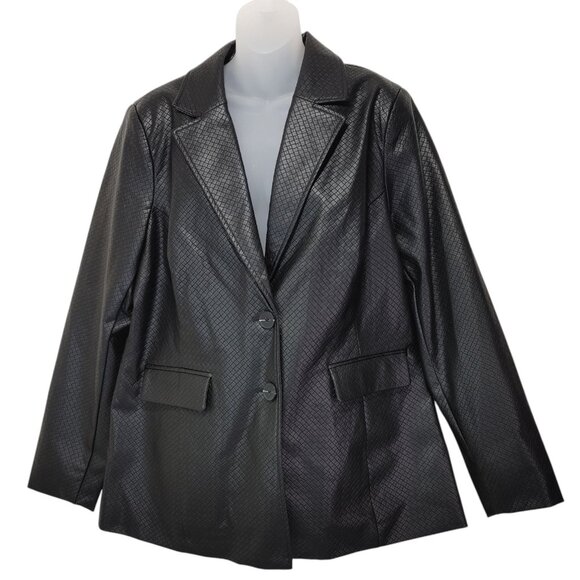 Women's Fallon Pu Jacket Faux Leather Black Women's Size US 16 - Picture 2 of 12